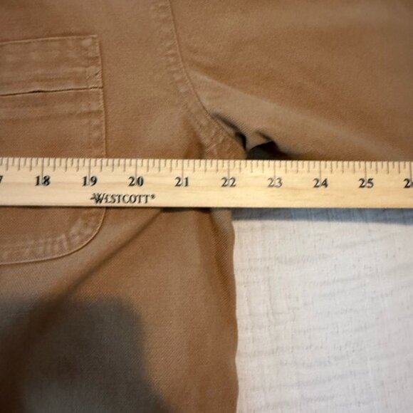 LL Bean Chore Barn Tan Jacket with Brown Collar EUC 2708 - Picture 3 of 13